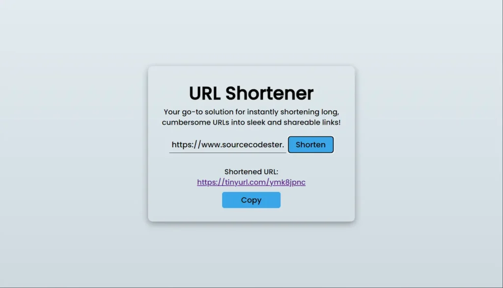 URL shortener in HTML, CSS and JavaScript with Source code